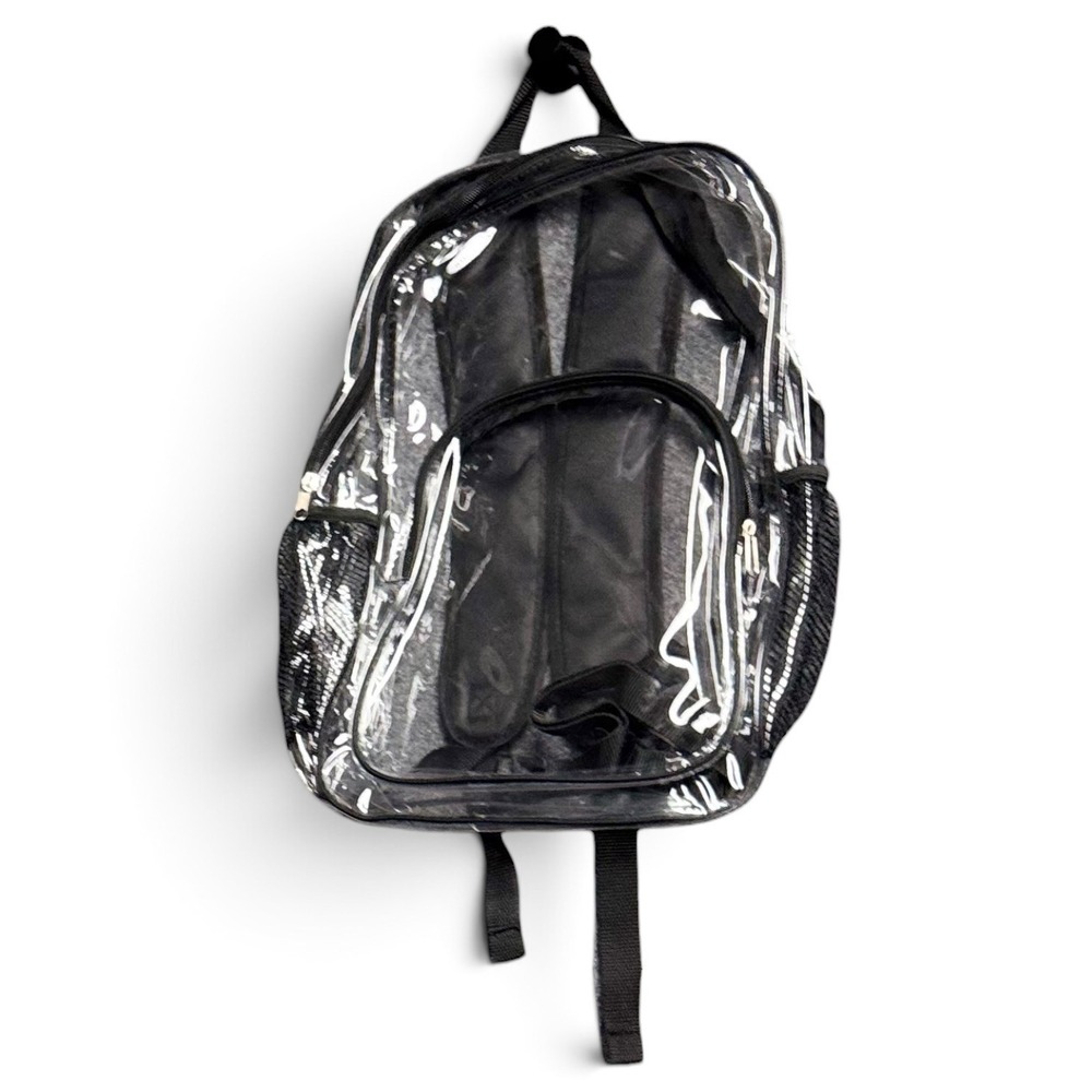 Jot Clear Backpack 16in Black School Bookbag Transparent Work Security NWT